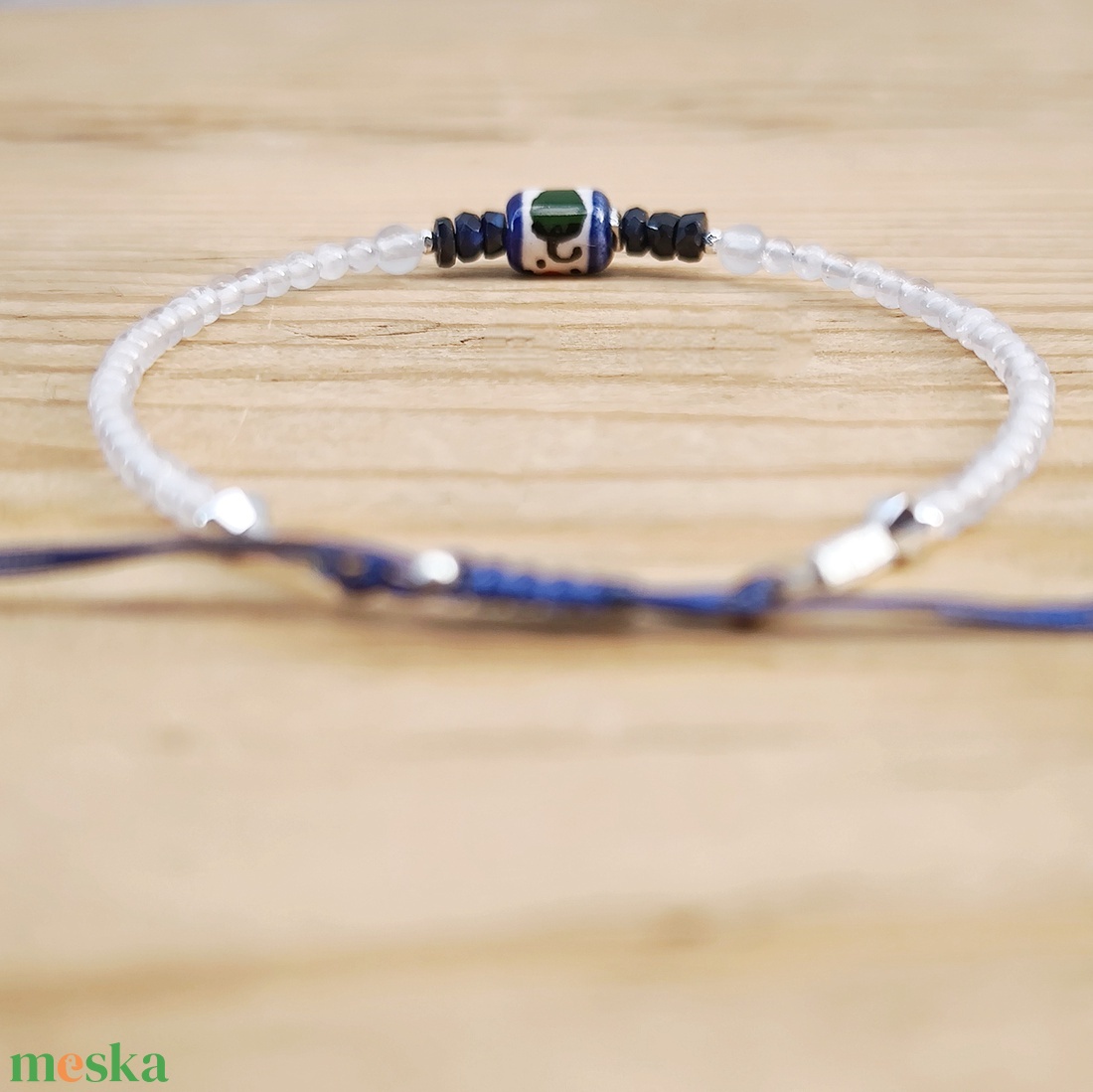 Kerámia és rózsakvarc karkötő - ékszer - karkötő - ásványkarkötő - Meska.hu