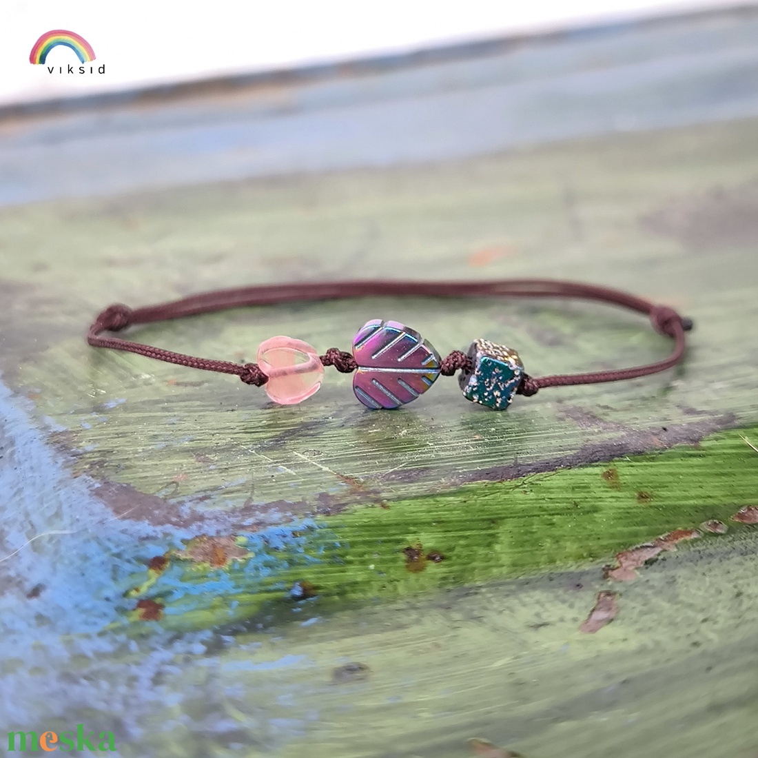 Levélke egyszál karkötő - ékszer - karkötő - karkötő medállal - Meska.hu