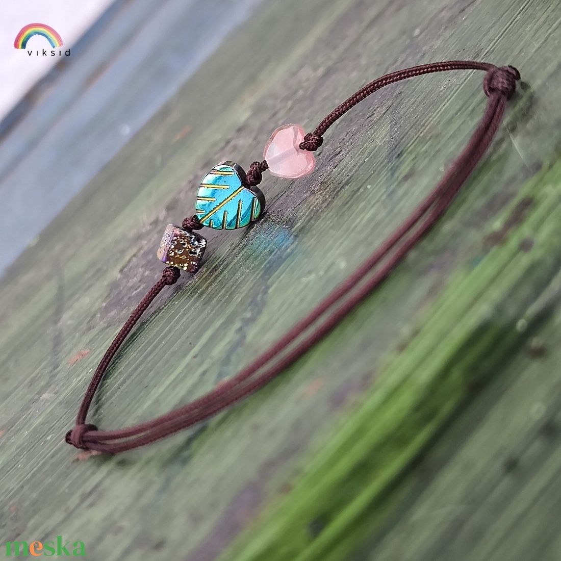 Levélke egyszál karkötő - ékszer - karkötő - karkötő medállal - Meska.hu