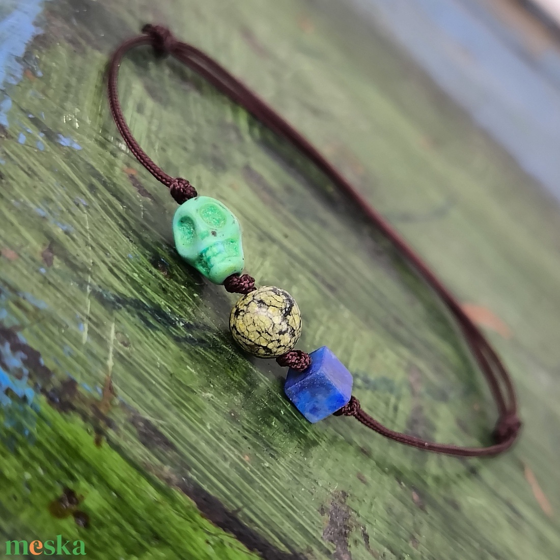 Koponya egyszál karkötő - ékszer - karkötő - karkötő medállal - Meska.hu