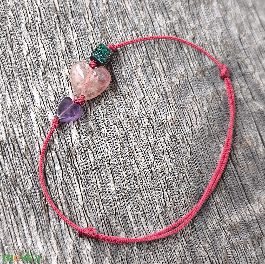 Szívecském egyszál karkötő - ékszer - karkötő - karkötő medállal - Meska.hu