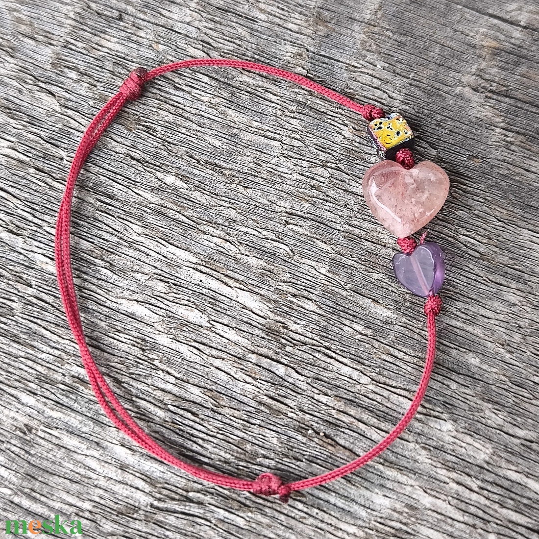 Szívecském egyszál karkötő - ékszer - karkötő - karkötő medállal - Meska.hu