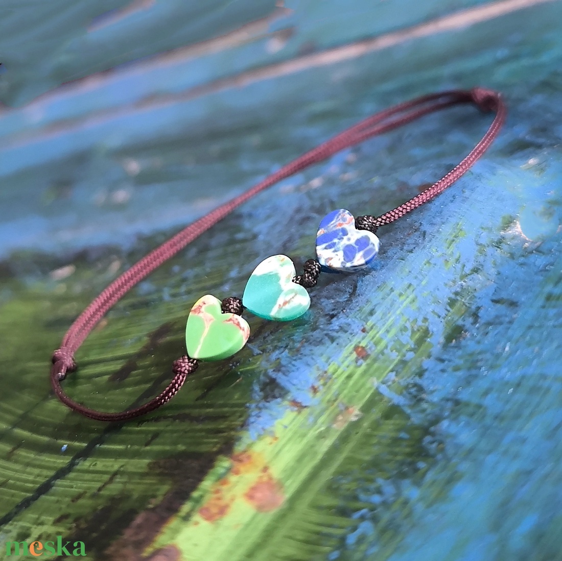 Szívecskés egyszál karkötő - ékszer - karkötő - karkötő medállal - Meska.hu