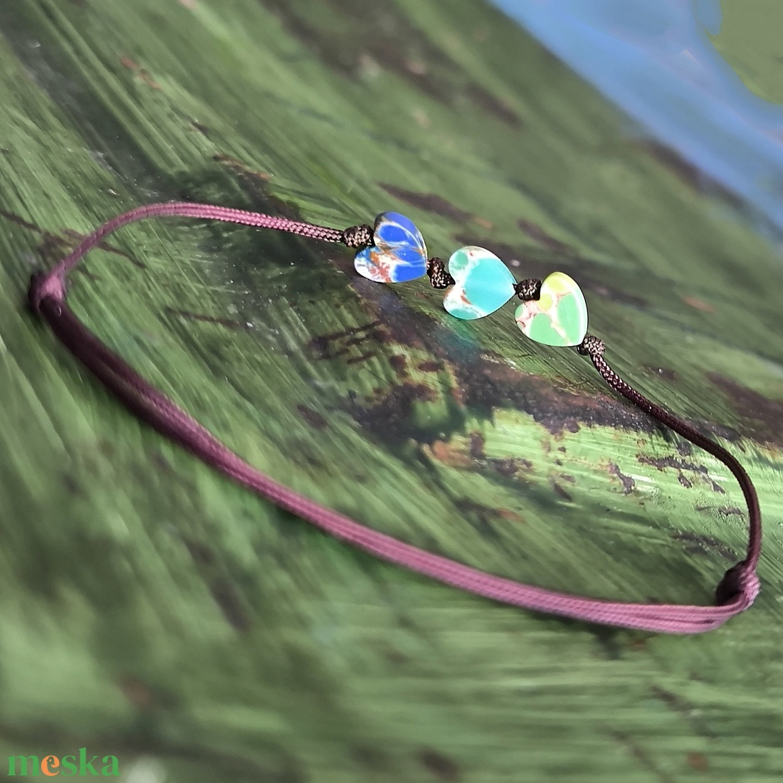 Szívecskés egyszál karkötő - ékszer - karkötő - karkötő medállal - Meska.hu