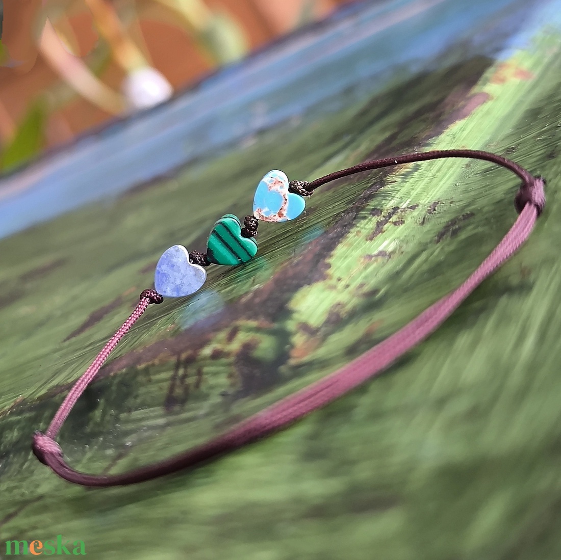 Szívecskés egyszál karkötő - ékszer - karkötő - karkötő medállal - Meska.hu