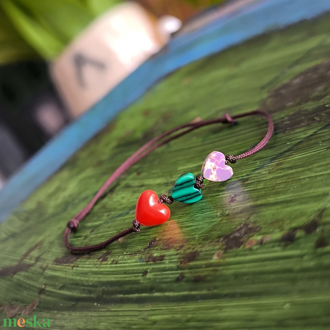 Szívecskés egyszál karkötő - ékszer - karkötő - karkötő medállal - Meska.hu