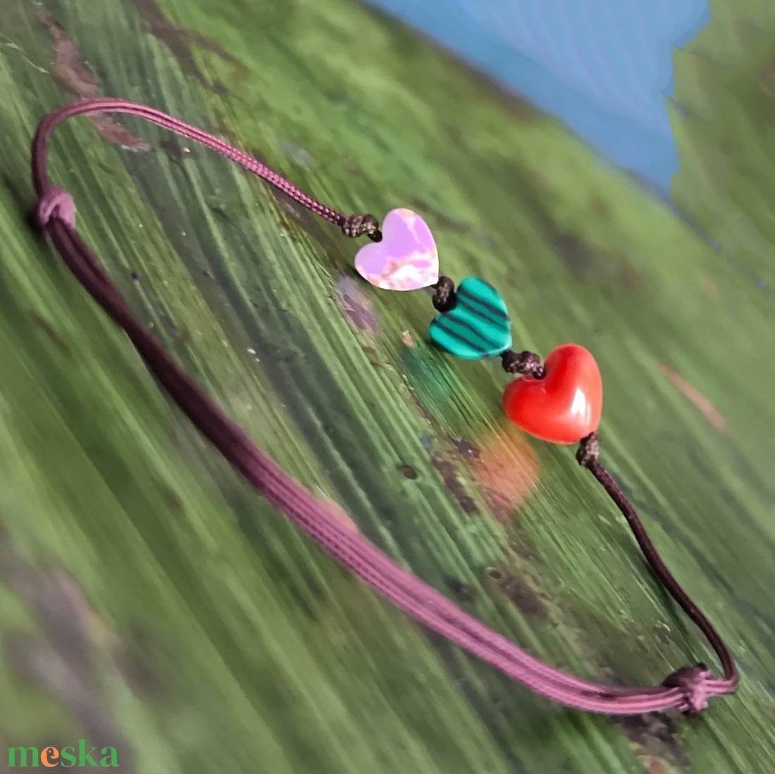 Szívecskés egyszál karkötő - ékszer - karkötő - karkötő medállal - Meska.hu