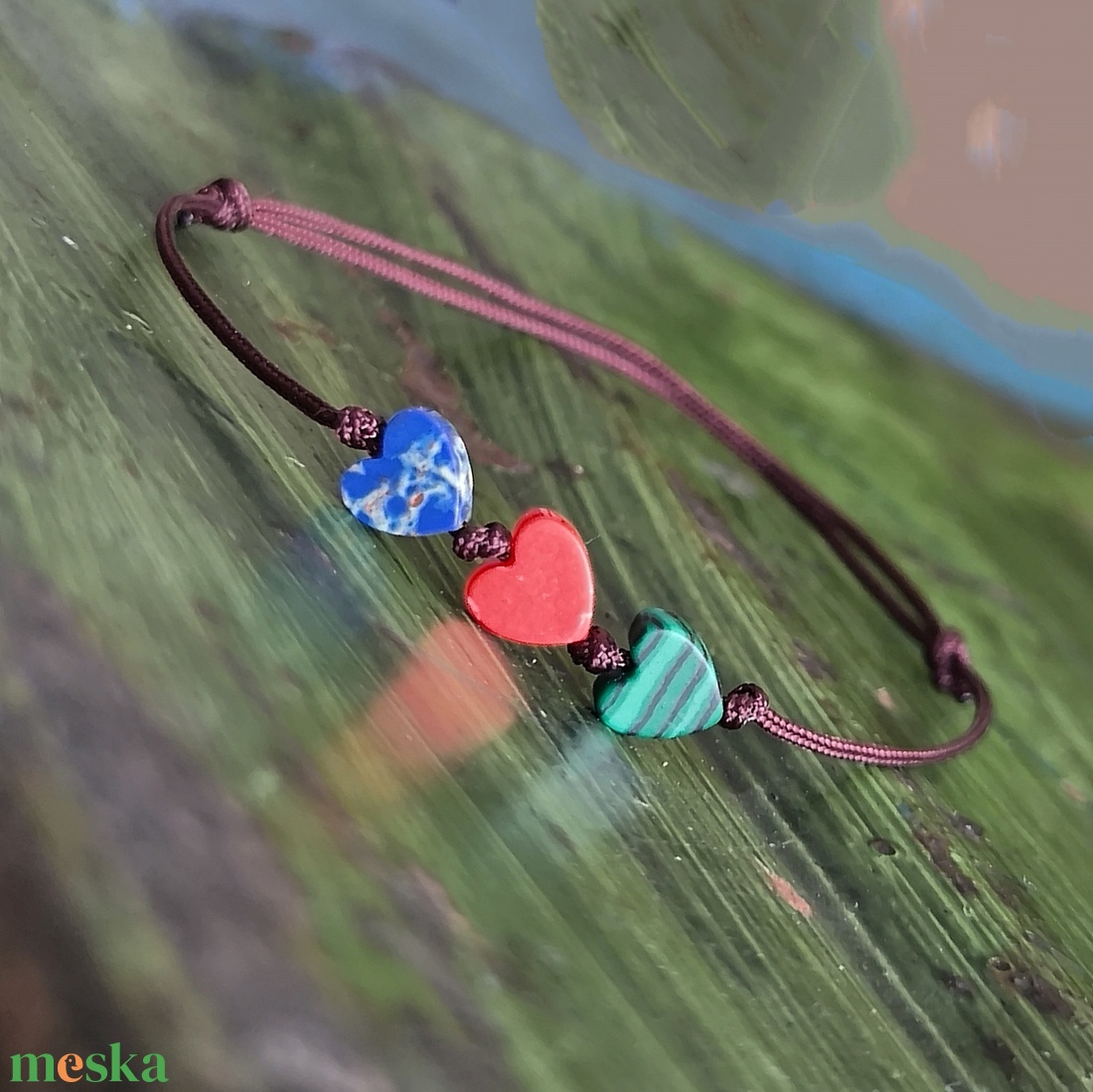 Szívecskés egyszál karkötő - ékszer - karkötő - karkötő medállal - Meska.hu