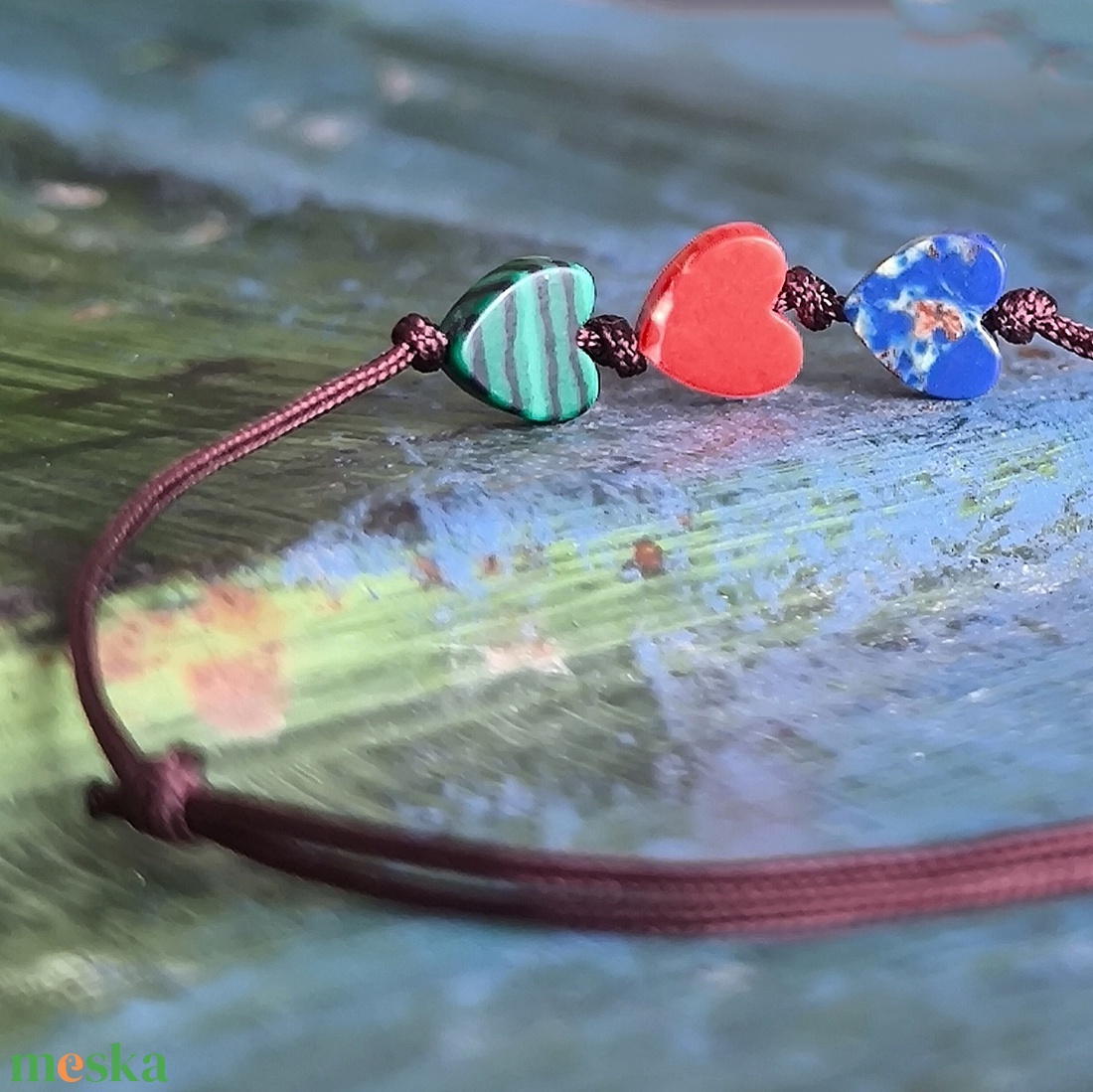 Szívecskés egyszál karkötő - ékszer - karkötő - karkötő medállal - Meska.hu