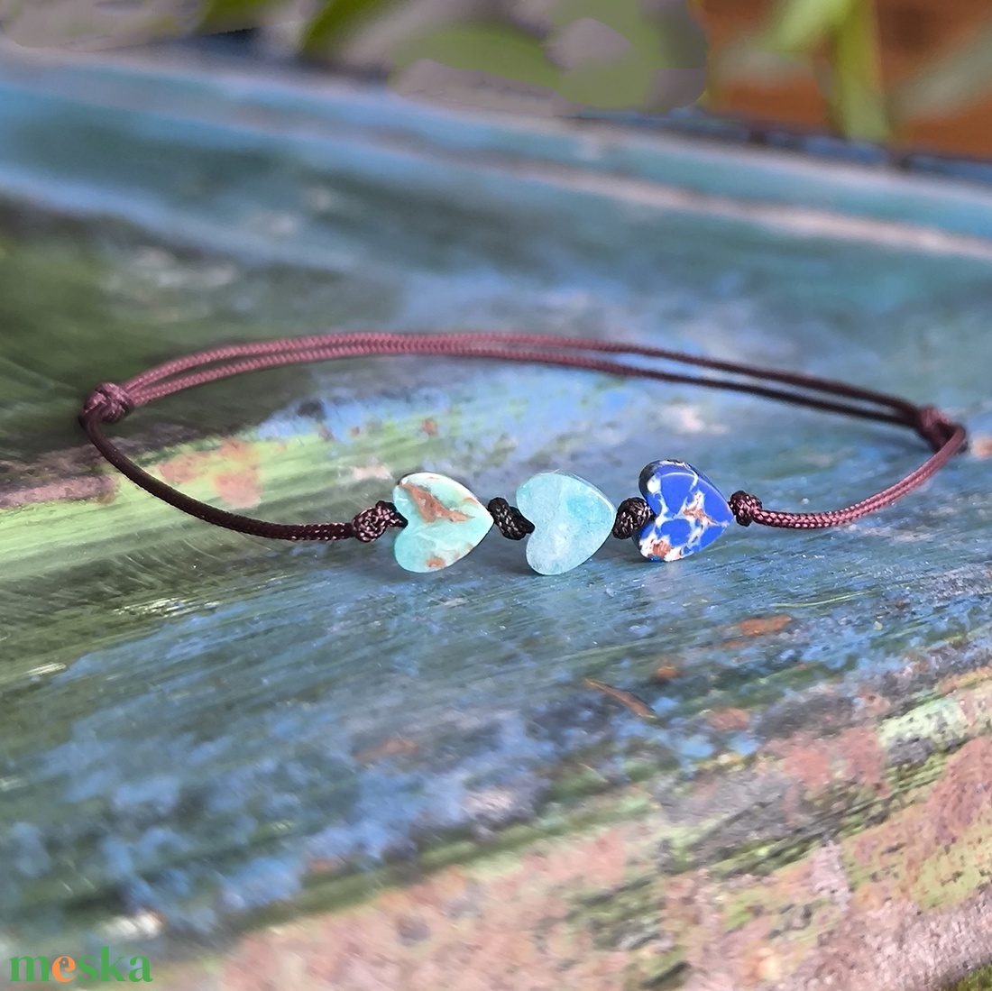 Szívecskés egyszál karkötő - ékszer - karkötő - karkötő medállal - Meska.hu