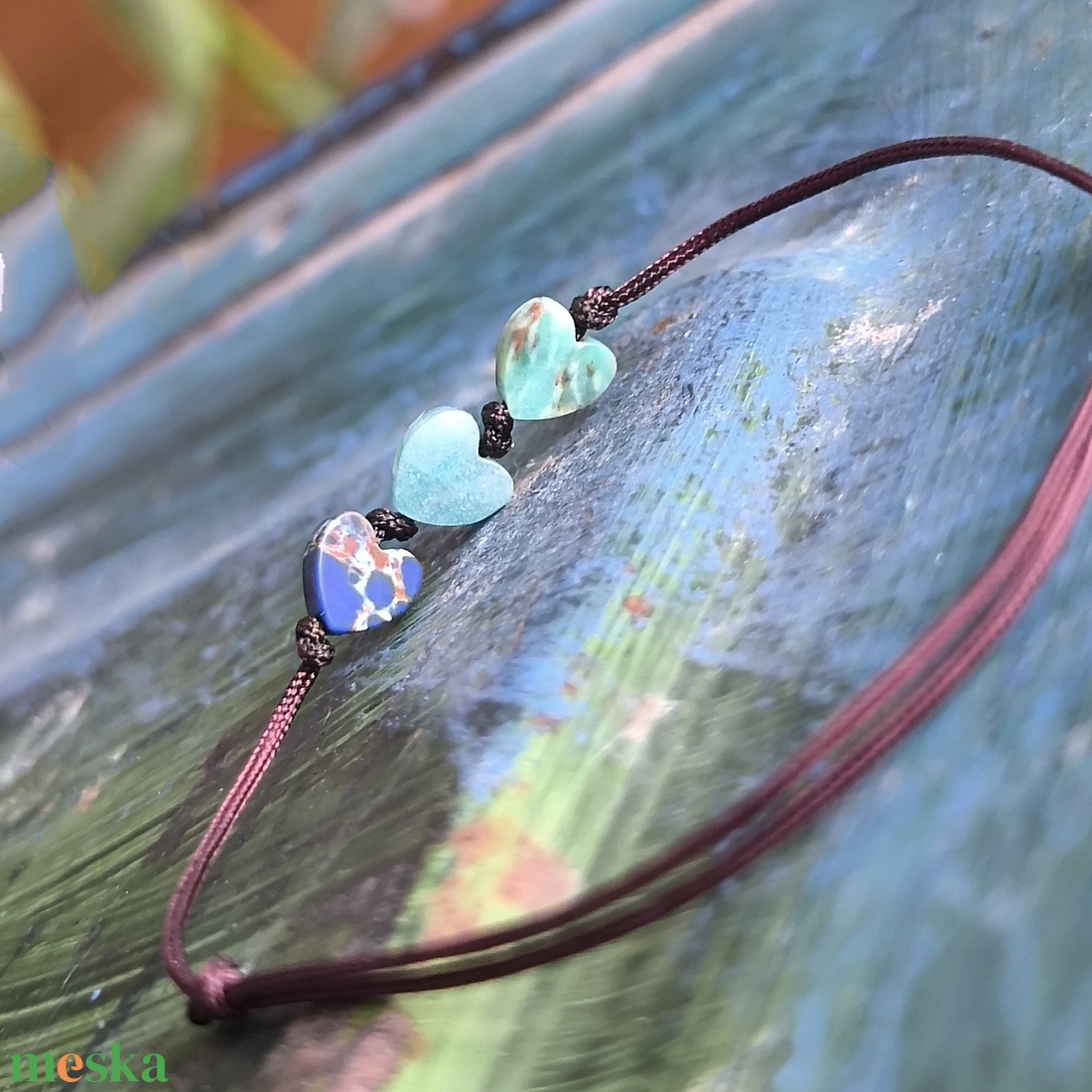 Szívecskés egyszál karkötő - ékszer - karkötő - karkötő medállal - Meska.hu