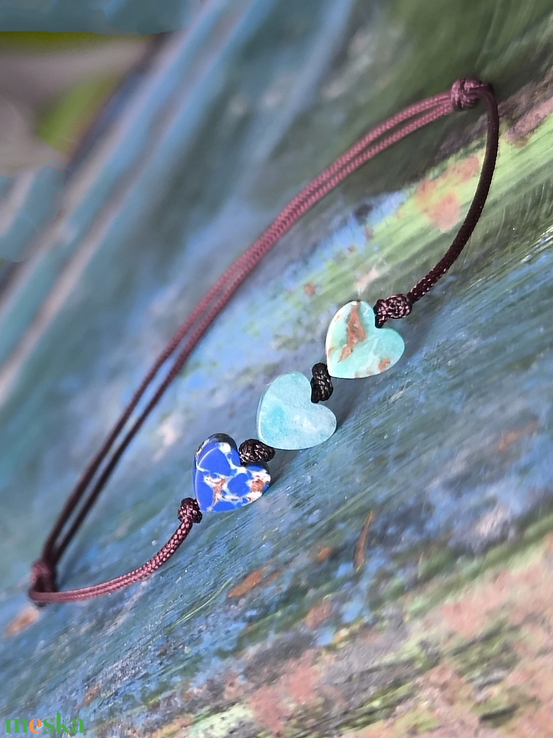 Szívecskés egyszál karkötő - ékszer - karkötő - karkötő medállal - Meska.hu