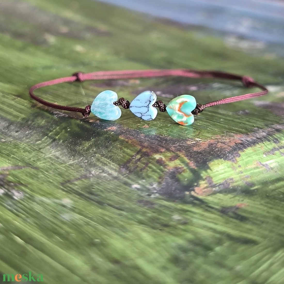 Szívecskés egyszál karkötő - ékszer - karkötő - karkötő medállal - Meska.hu