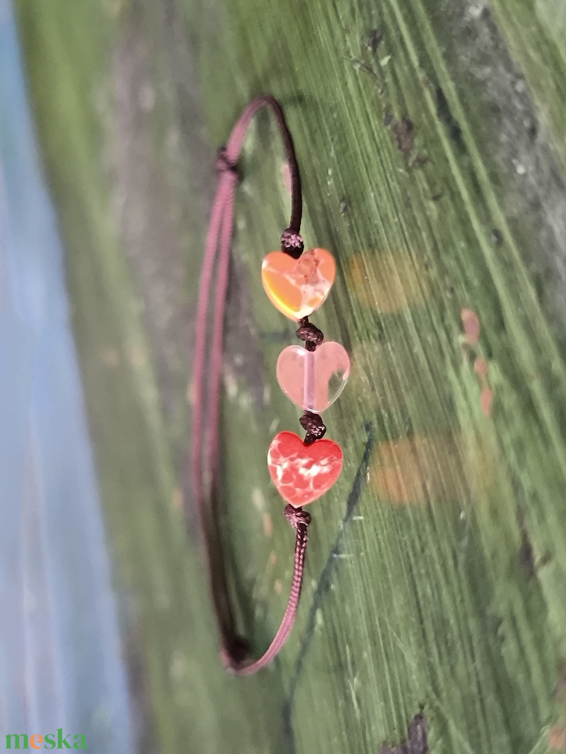 Szívecskés egyszál karkötő - ékszer - karkötő - karkötő medállal - Meska.hu