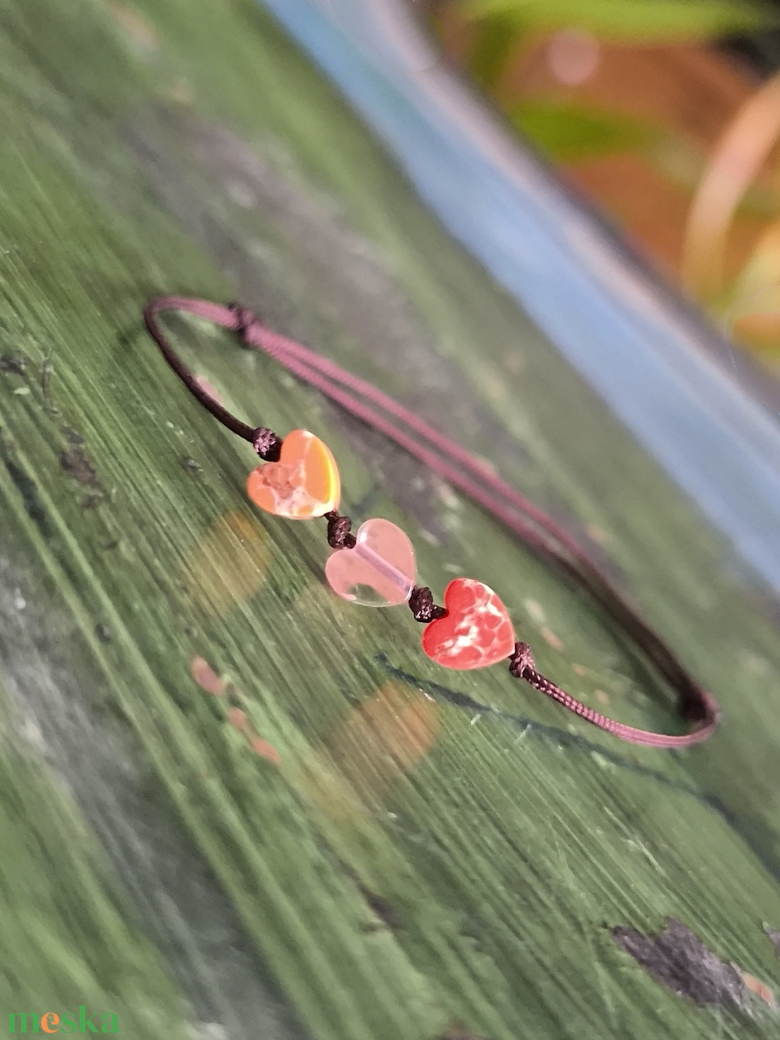 Szívecskés egyszál karkötő - ékszer - karkötő - karkötő medállal - Meska.hu