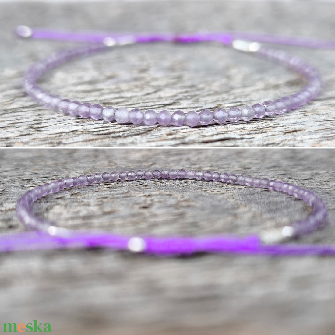 Ametiszt karkötő - ékszer - karkötő - charm karkötő - Meska.hu