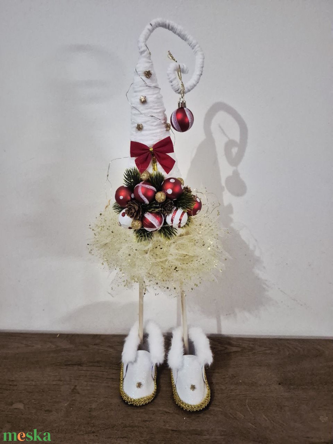 Tüll Szoknyás Karácsonyi Manófa  LED Világítással (50 cm) - karácsony - karácsonyi lakásdekoráció - karácsonyfa, grincsfa - Meska.hu