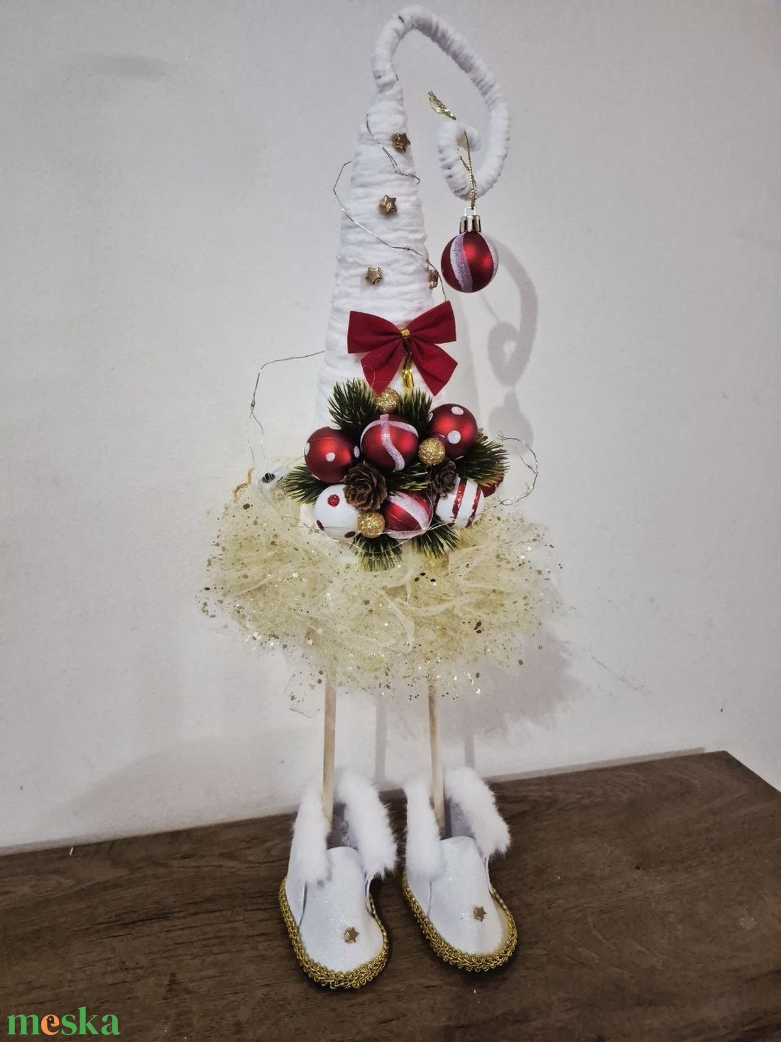 Tüll Szoknyás Karácsonyi Manófa  LED Világítással (50 cm) - karácsony - karácsonyi lakásdekoráció - karácsonyfa, grincsfa - Meska.hu