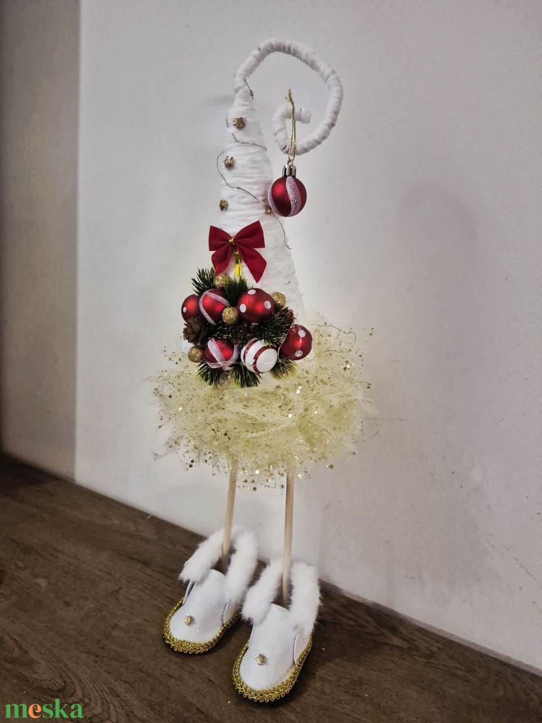 Tüll Szoknyás Karácsonyi Manófa  LED Világítással (50 cm) - karácsony - karácsonyi lakásdekoráció - karácsonyfa, grincsfa - Meska.hu