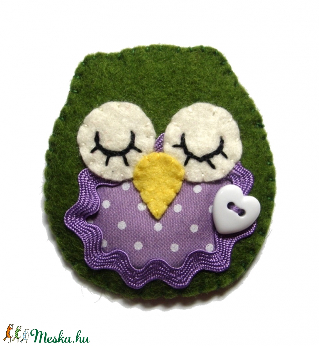 Huhu a Bagoly kitűző -lila pöttyös- -  - Meska.hu