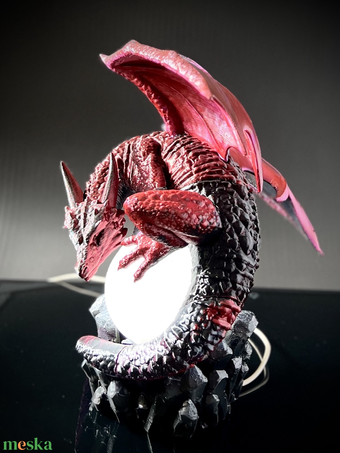 Fantasy  sárkány Hold lámpa  � 3D nyomtatott fantasy dekoráció, egyedi ajándék - otthon & életmód - dekoráció - dekoratív figurák és szobrok - Meska.hu