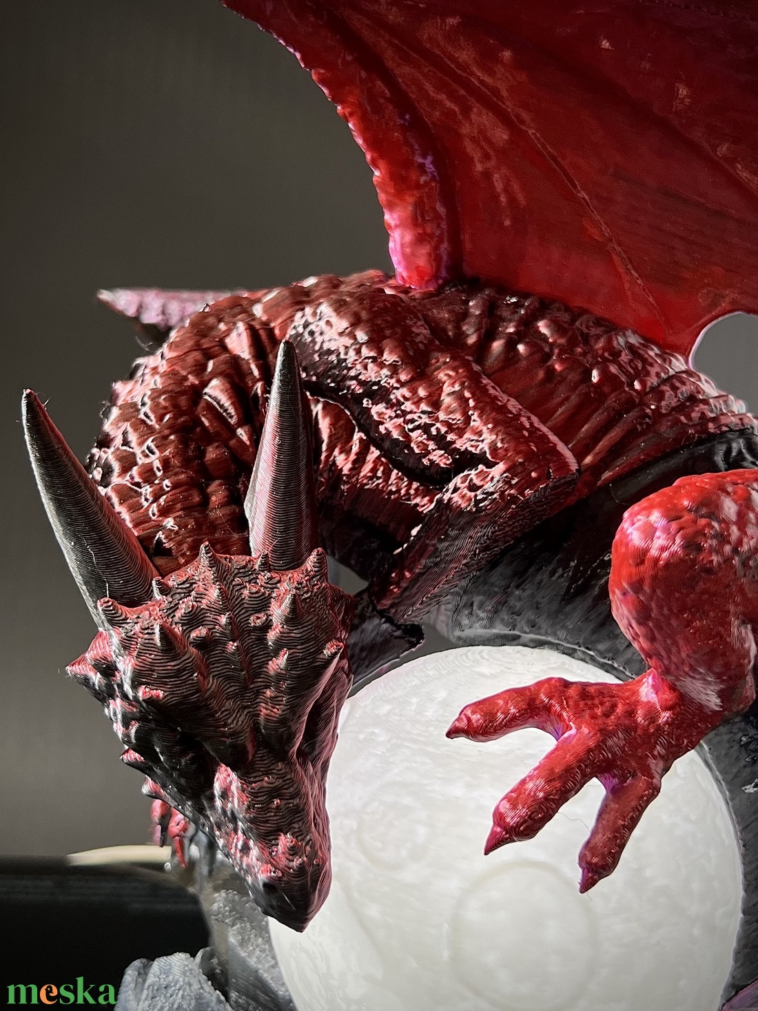 Fantasy  sárkány Hold lámpa  � 3D nyomtatott fantasy dekoráció, egyedi ajándék - otthon & életmód - dekoráció - dekoratív figurák és szobrok - Meska.hu