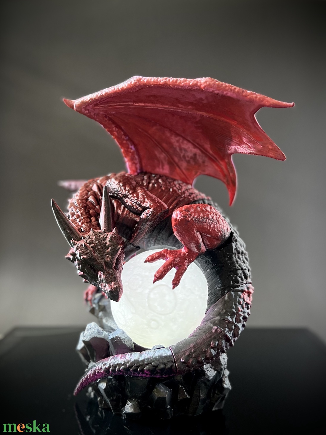 Fantasy  sárkány Hold lámpa  � 3D nyomtatott fantasy dekoráció, egyedi ajándék - otthon & életmód - dekoráció - dekoratív figurák és szobrok - Meska.hu