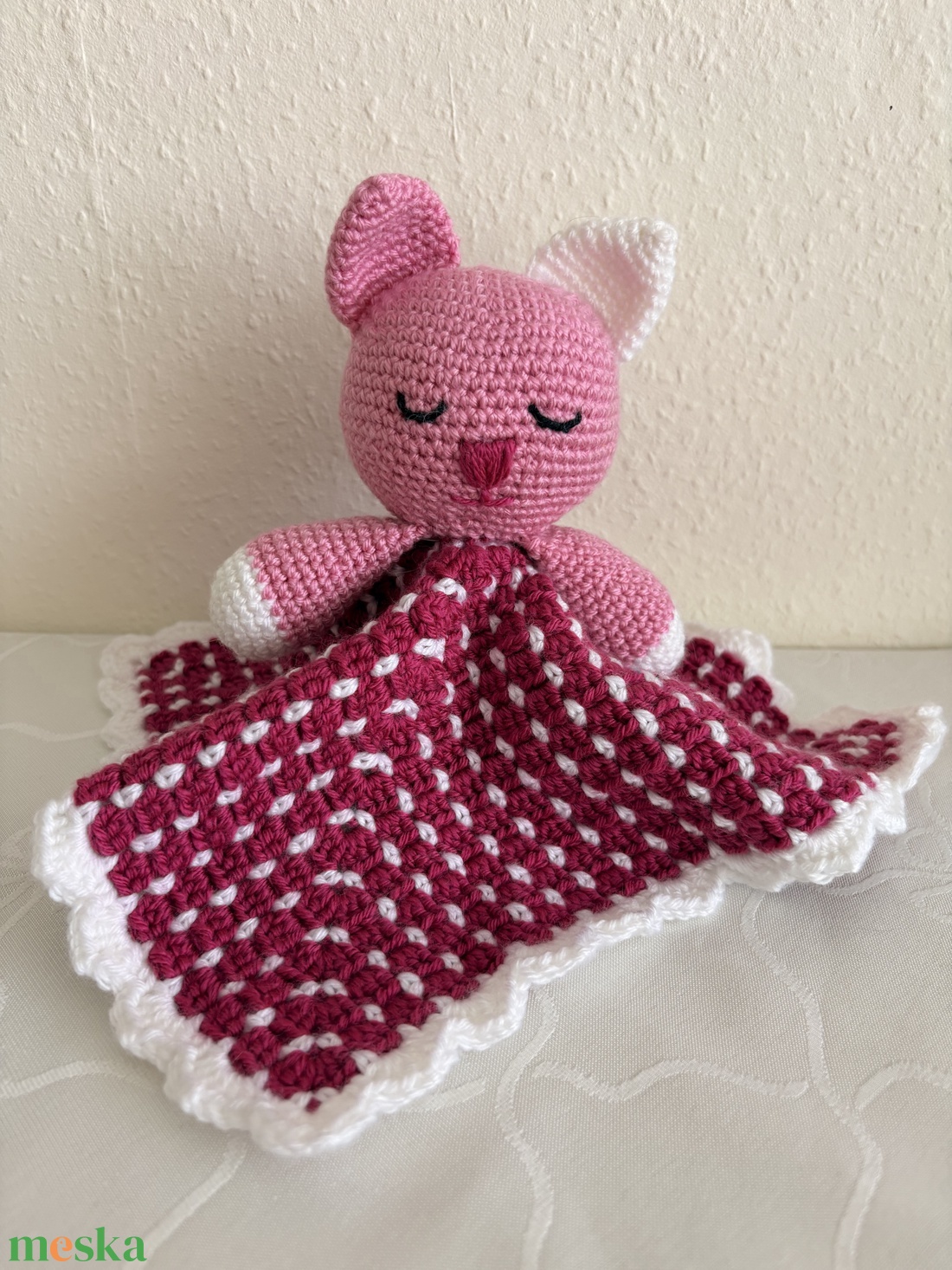 Horgolt Cicás szundikendő és cica  - játék & sport - plüssállat & játékfigura - cica - Meska.hu