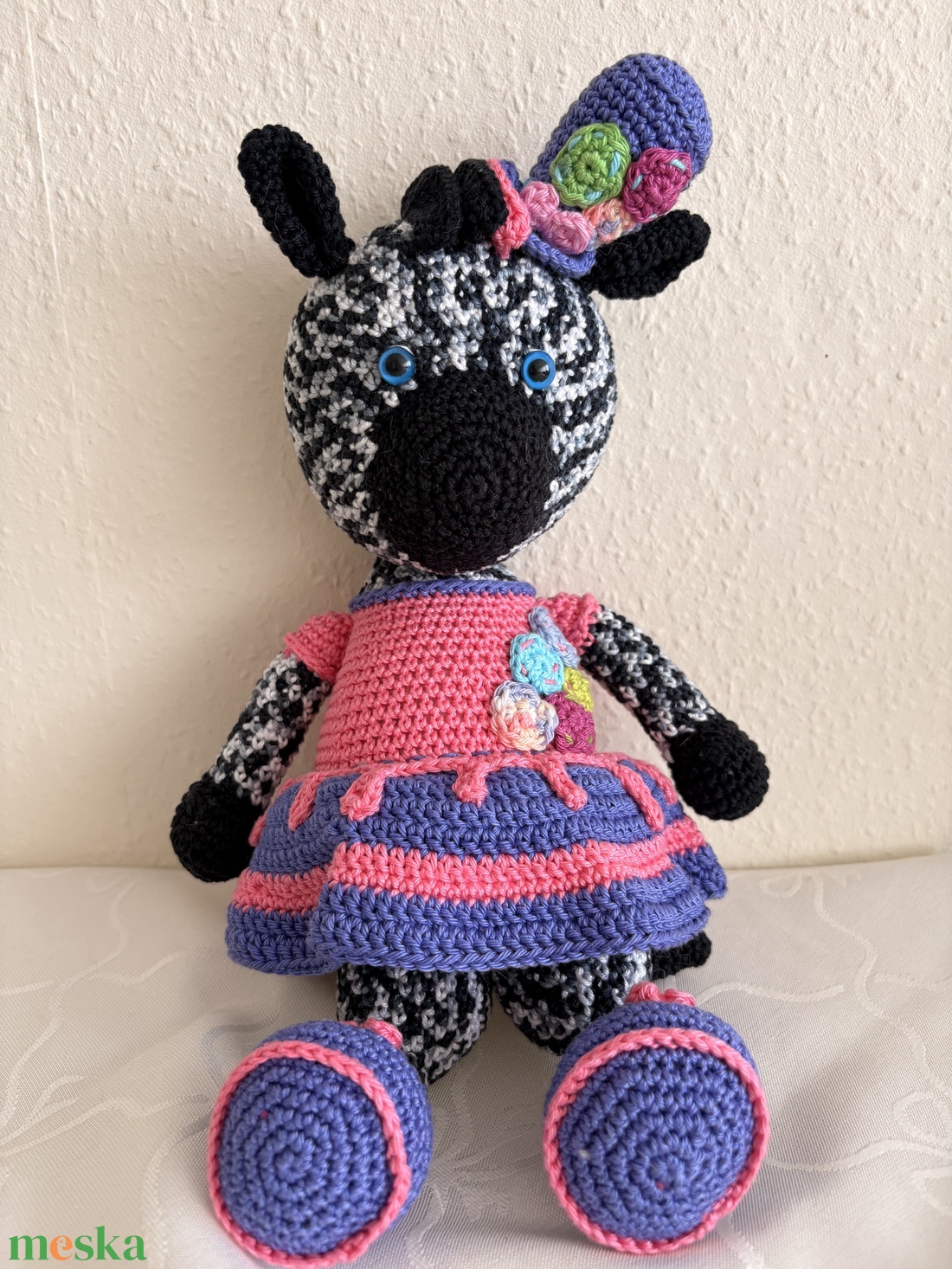 Horgolt zebralány - játék & sport - plüssállat & játékfigura - plüss mesefigurák - Meska.hu