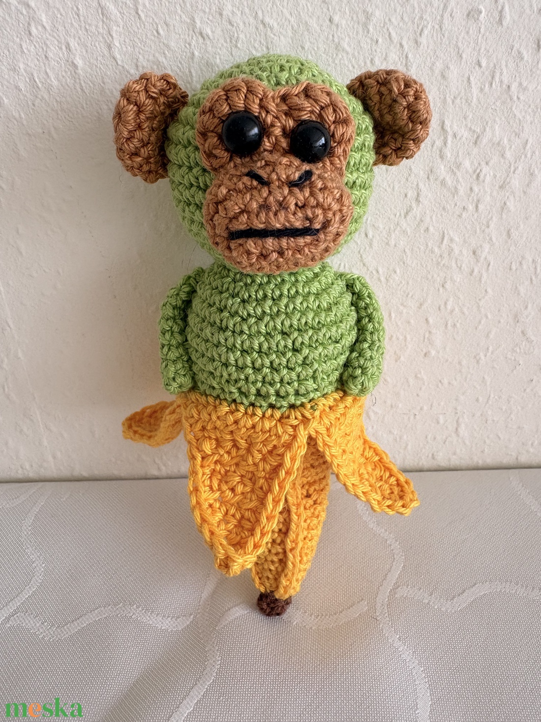 Horgolt chimapnzini bananini - játék & sport - plüssállat & játékfigura - majom - Meska.hu