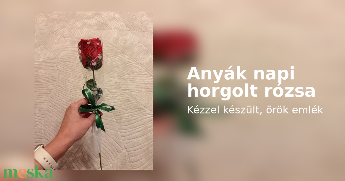 Anyák napi horgolt rózsa - kellékek & szerszámok - dekorációs kellékek - virágfej - Meska.hu