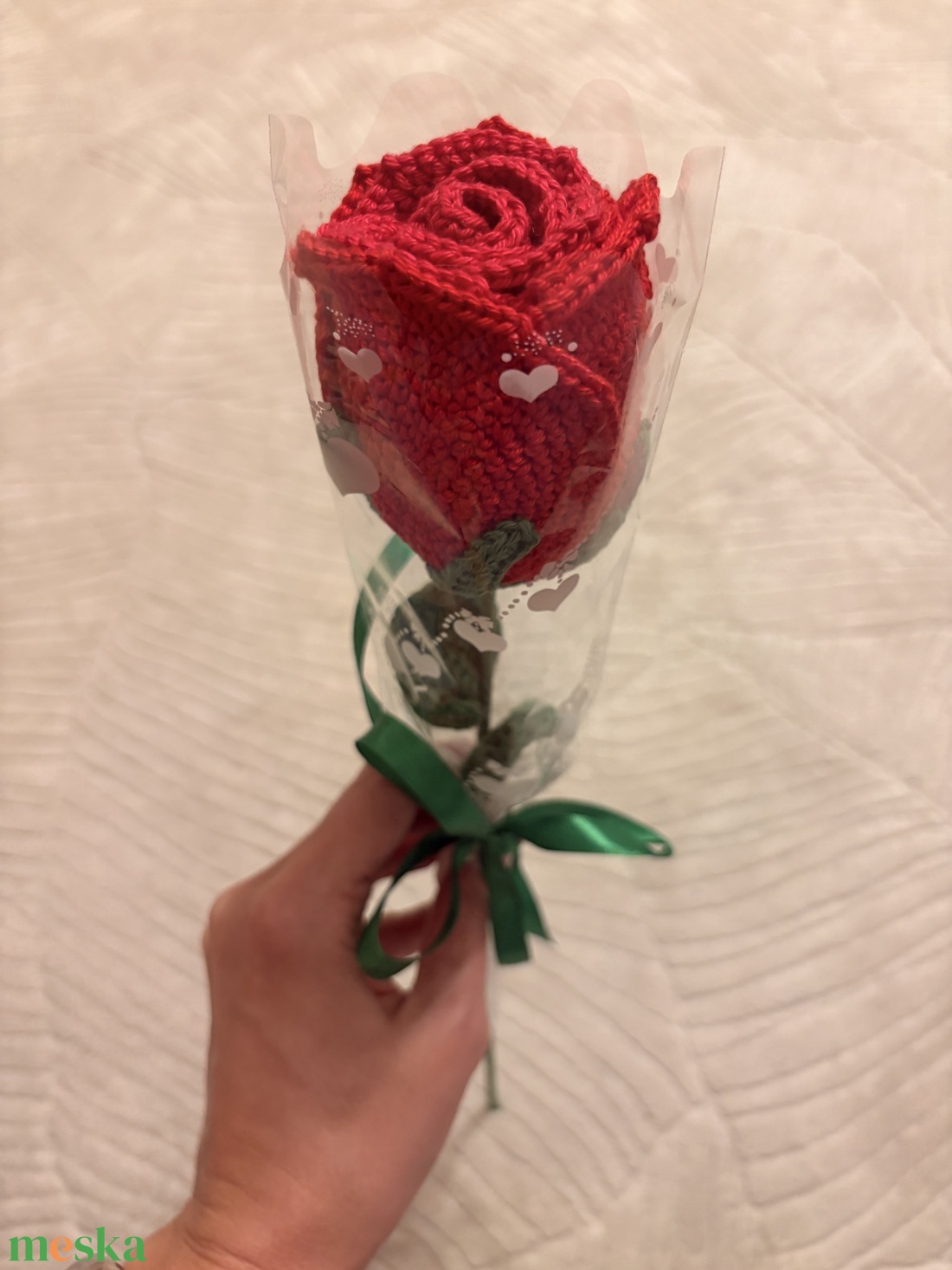 Anyák napi horgolt rózsa - kellékek & szerszámok - dekorációs kellékek - virágfej - Meska.hu