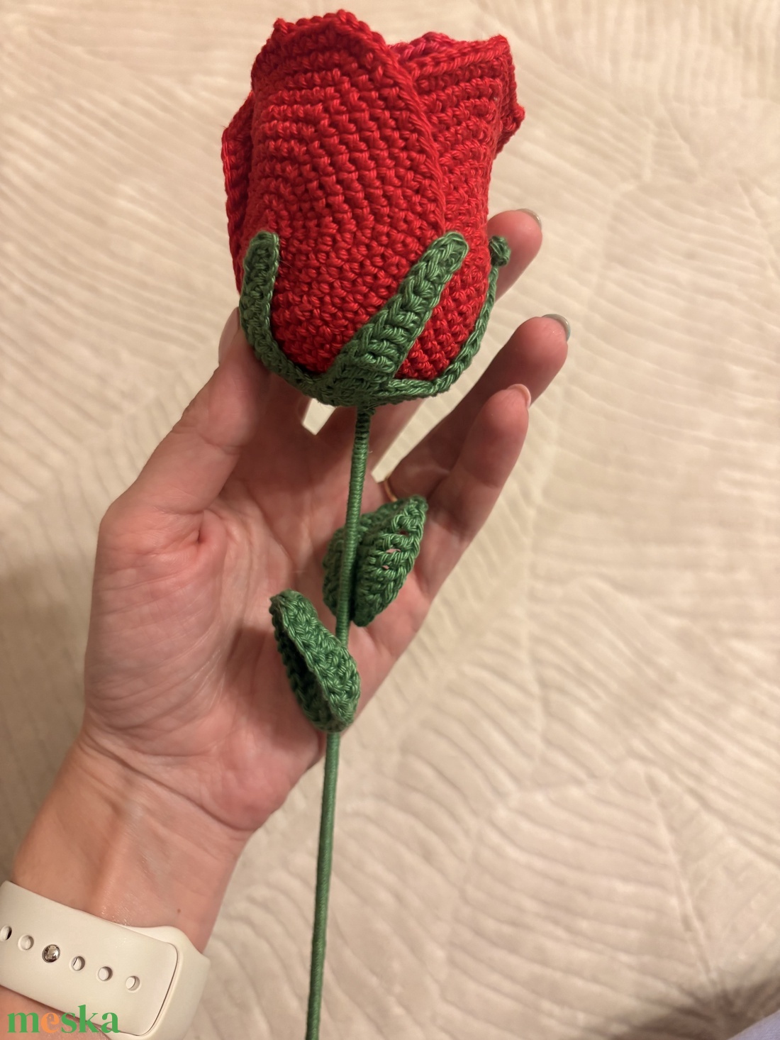 Anyák napi horgolt rózsa - kellékek & szerszámok - dekorációs kellékek - virágfej - Meska.hu