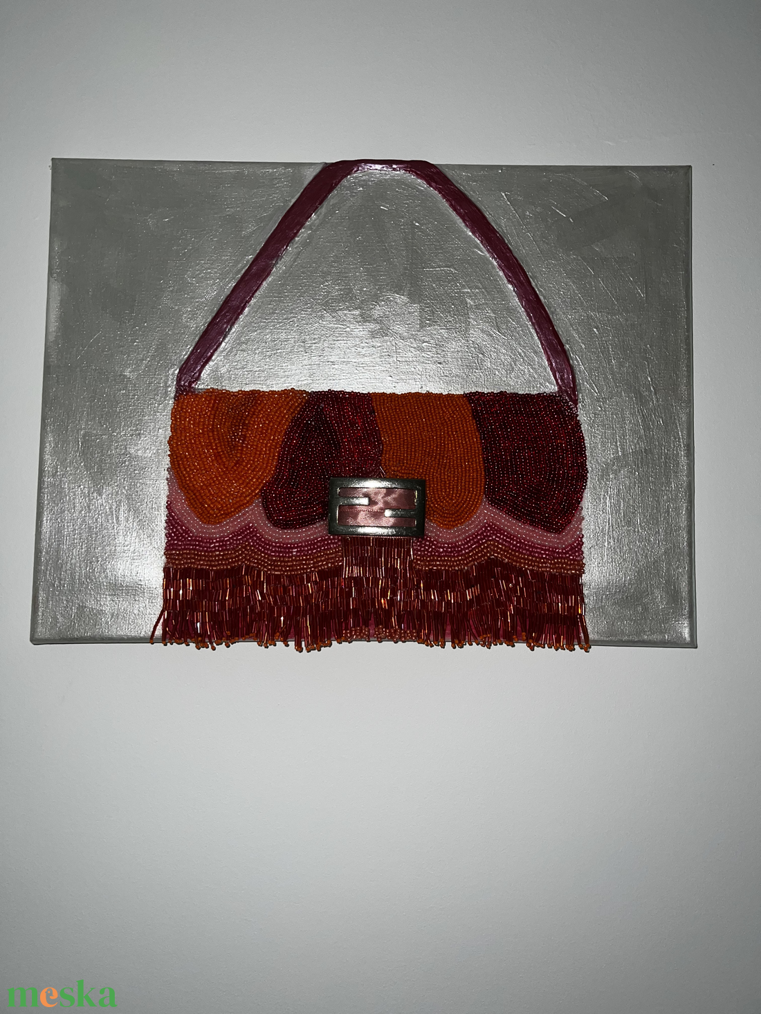 Fendi Baguette Táska Inspiráló Gyöngyözöt Vászon Kép Rózsaszín és narancssárga Modern Falikép  - otthon & életmód - dekoráció - kép & falikép - vászonkép - Meska.hu