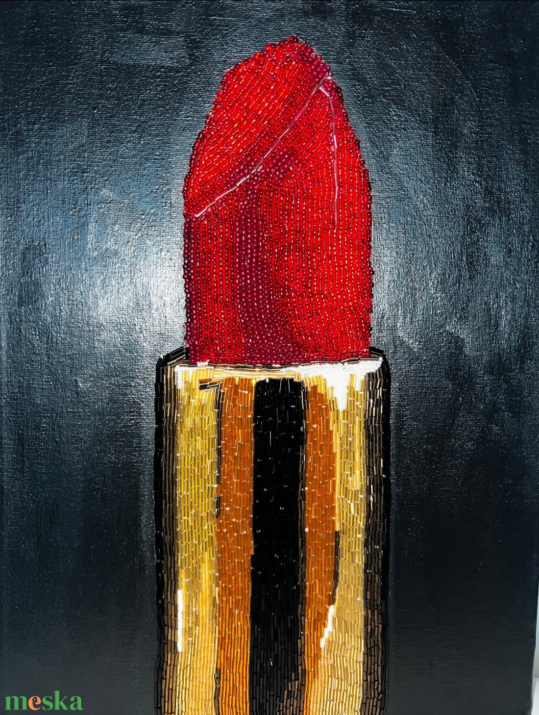 Piros Rúzs Gyöngyözött Festmény ( Red Lipstick  ) 40x 30 cm - otthon & életmód - dekoráció - kép & falikép - vászonkép - Meska.hu