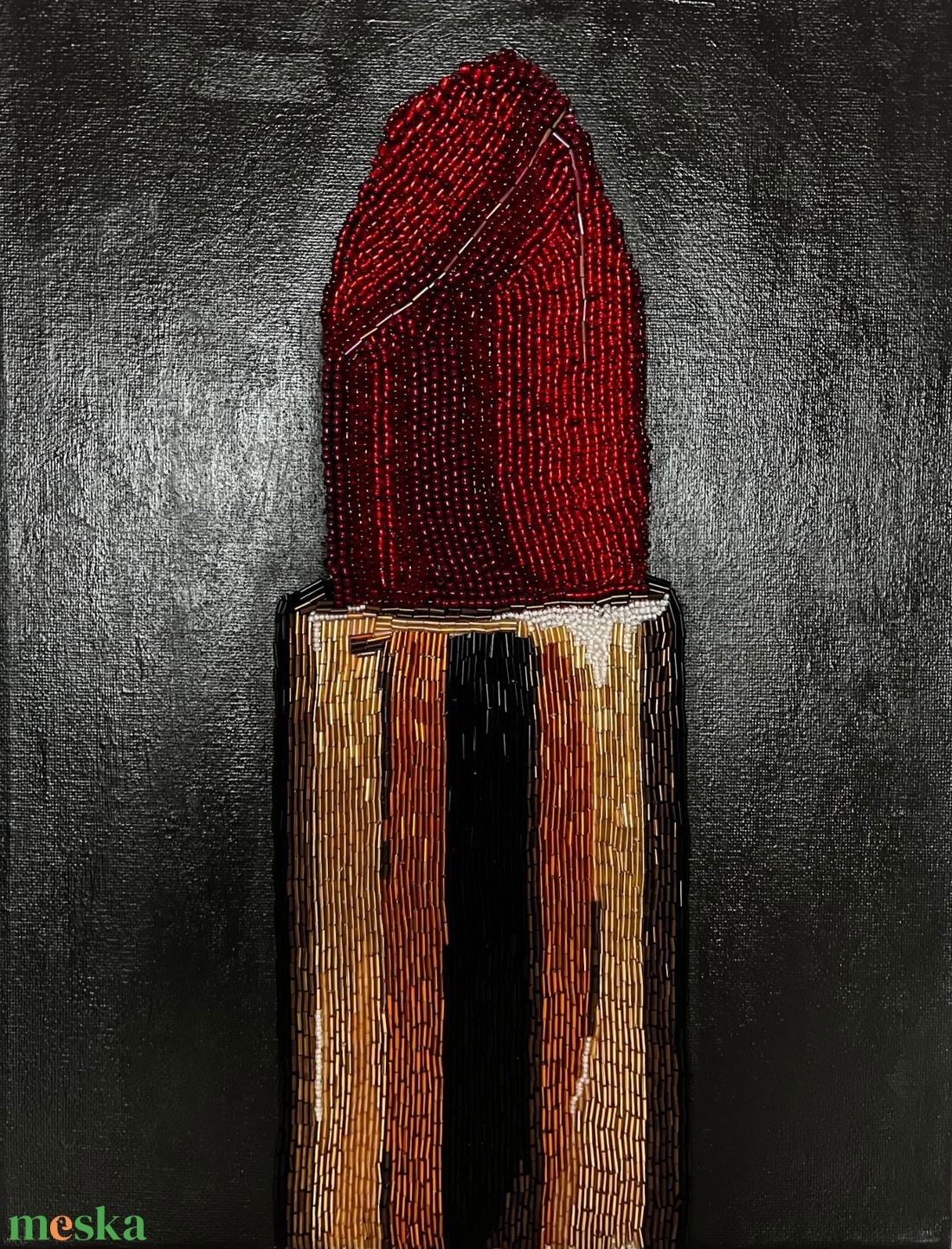 Piros Rúzs Gyöngyözött Festmény ( Red Lipstick  ) 40x 30 cm - otthon & életmód - dekoráció - kép & falikép - vászonkép - Meska.hu
