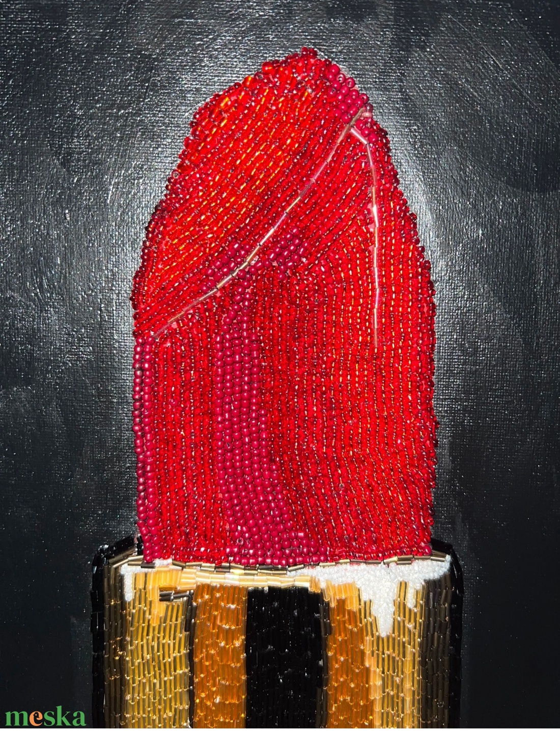 Piros Rúzs Gyöngyözött Festmény ( Red Lipstick  ) 40x 30 cm - otthon & életmód - dekoráció - kép & falikép - vászonkép - Meska.hu