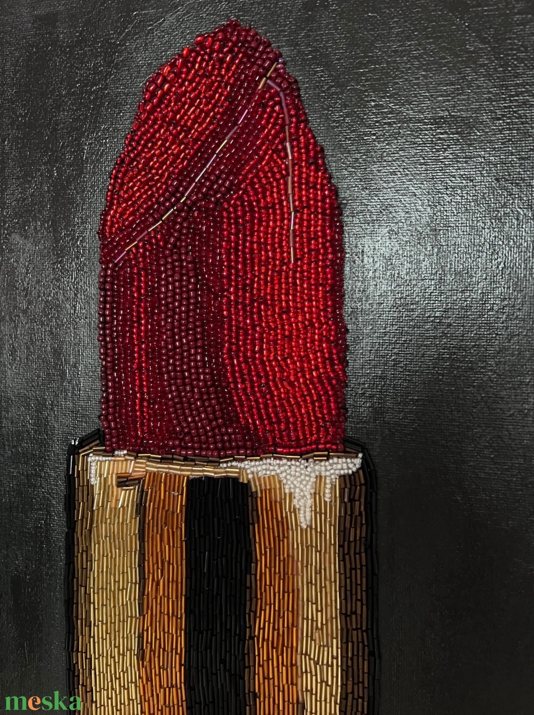 Piros Rúzs Gyöngyözött Festmény ( Red Lipstick  ) 40x 30 cm - otthon & életmód - dekoráció - kép & falikép - vászonkép - Meska.hu