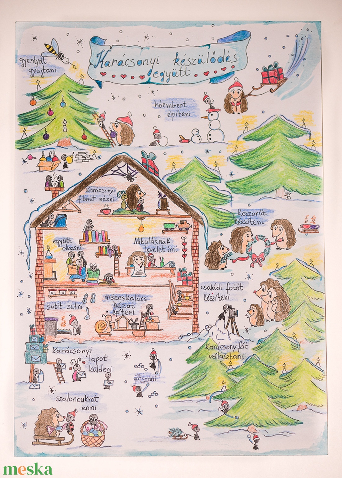 Karácsonyi Bakkancslista, Adventi Készülődés Gyerekekkel,Karácsonyi Dekoráció,Karácsonyi Ötlettár - művészet - grafika & illusztráció - egyéb rajzok - Meska.hu