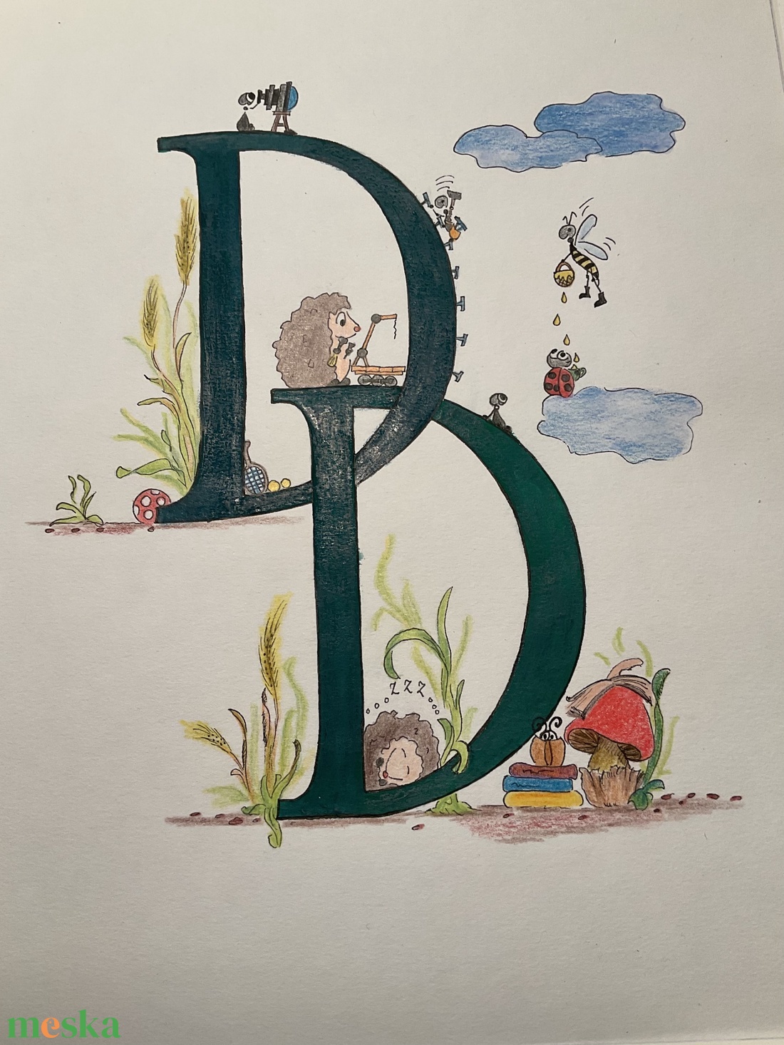 Monogram Névtábla, Illusztráció, Gyerekszoba Dekoráció,  - otthon & életmód - dekoráció - Meska.hu