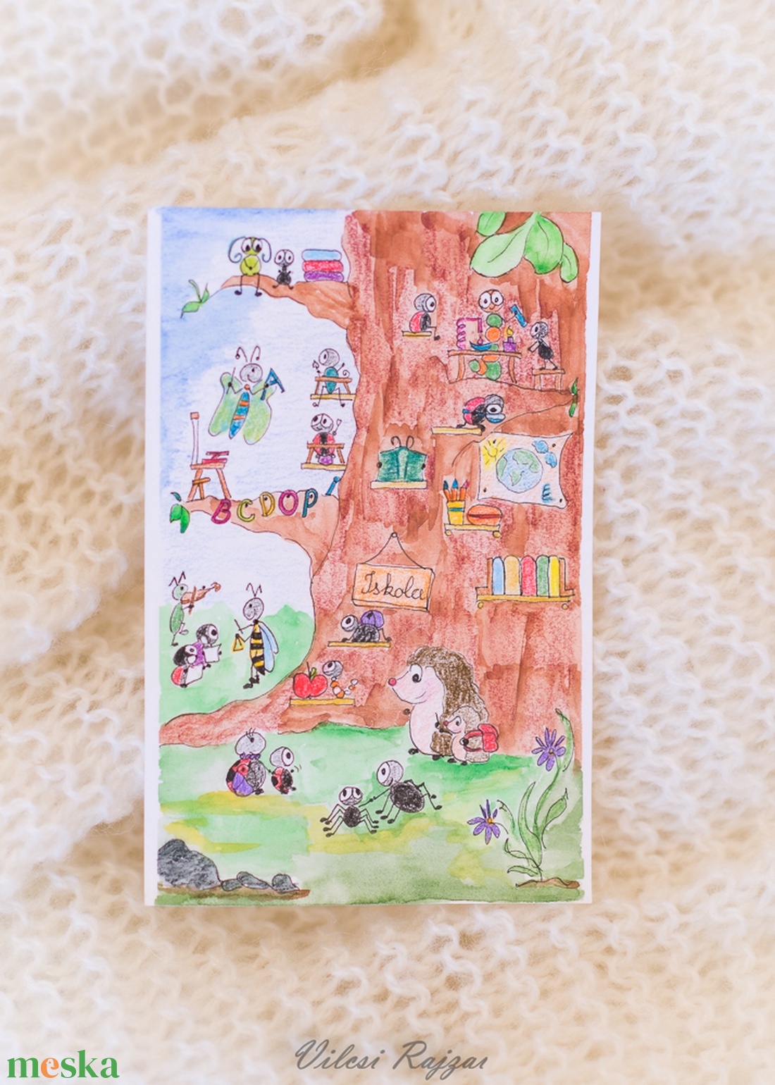 Iskolakezdés,Gyerekszoba dekoráció, Babaszoba dekoráció, Baba ajándék, Állatos dekoráció, Állatos kép, Állatos ajándék - művészet - grafika & illusztráció - egyéb rajzok - Meska.hu