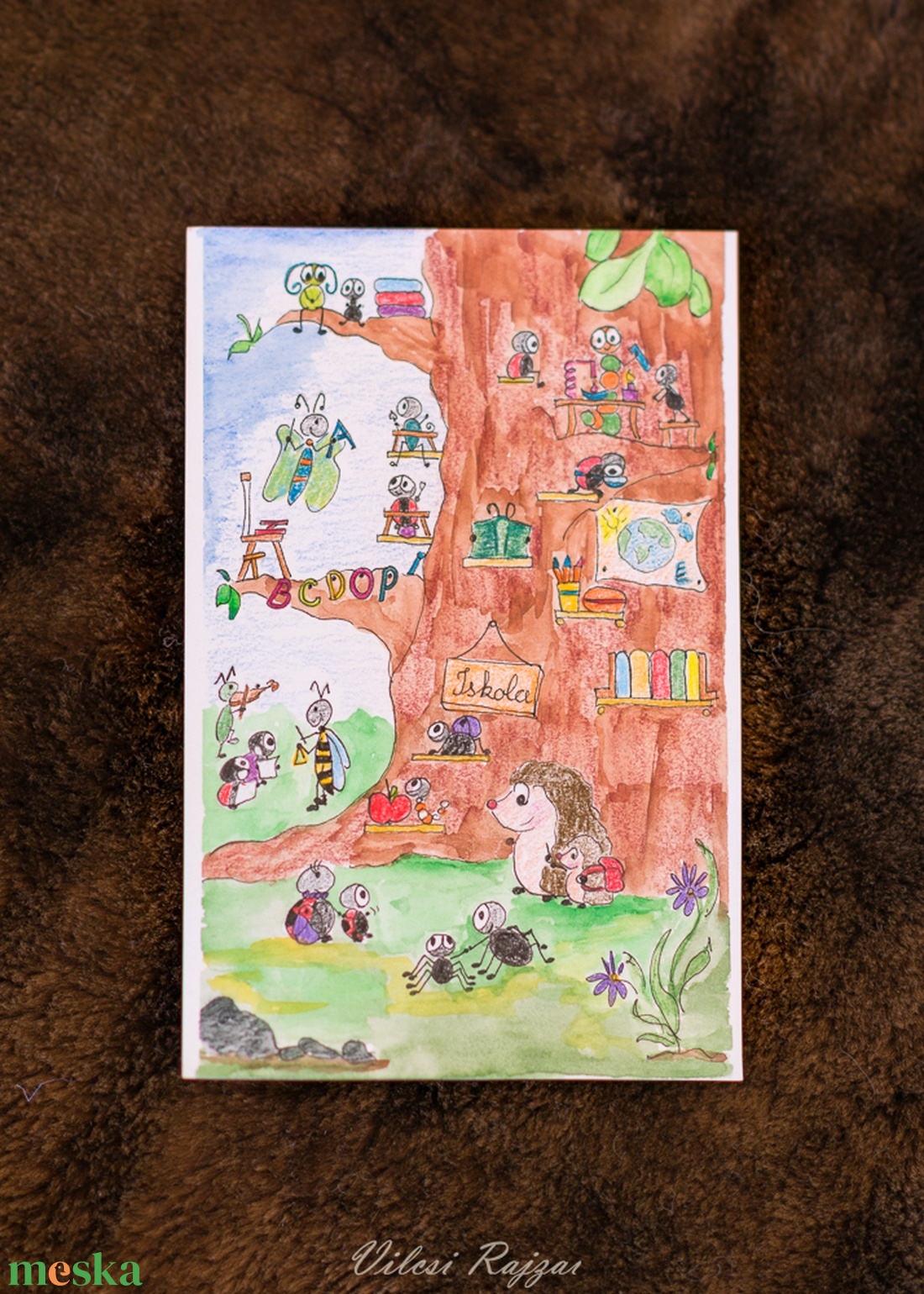 Iskolakezdés,Gyerekszoba dekoráció, Babaszoba dekoráció, Baba ajándék, Állatos dekoráció, Állatos kép, Állatos ajándék - művészet - grafika & illusztráció - egyéb rajzok - Meska.hu