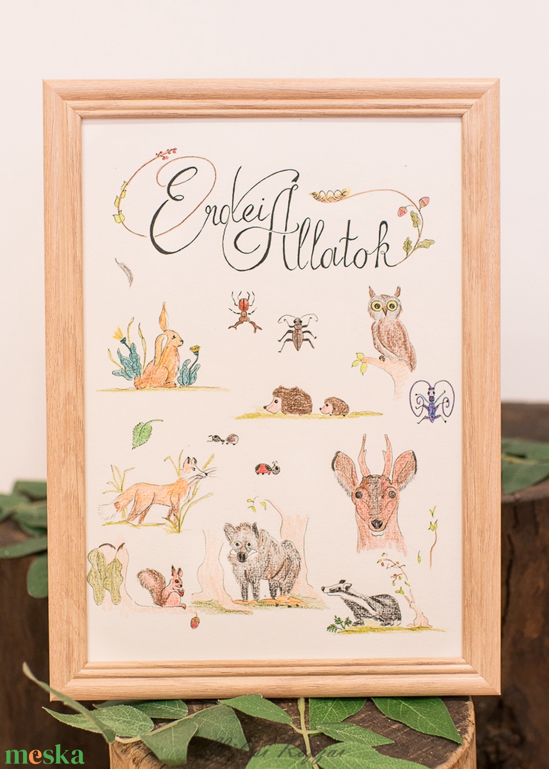 Erdei Állatok Illusztráció, Állatos Poszter, Erdei Dekoráció, Gyerekszoba   - művészet - grafika & illusztráció - ceruzarajz - Meska.hu