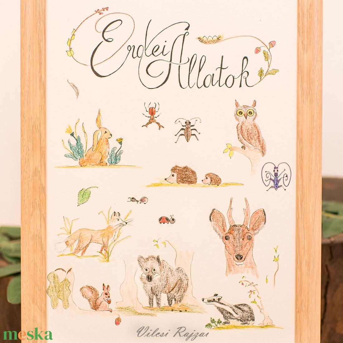 Erdei Állatok Illusztráció, Állatos Poszter, Erdei Dekoráció, Gyerekszoba   - művészet - grafika & illusztráció - ceruzarajz - Meska.hu