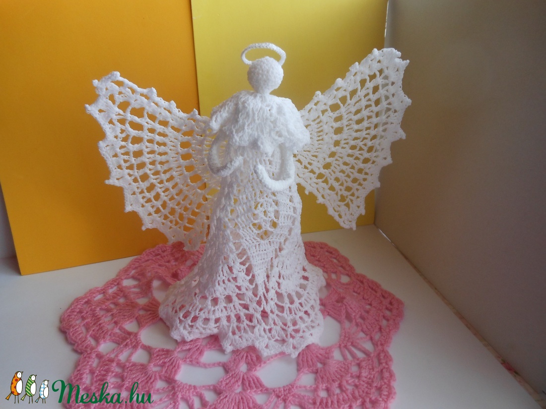 Horgolt csúcsdísz angyal -  - Meska.hu