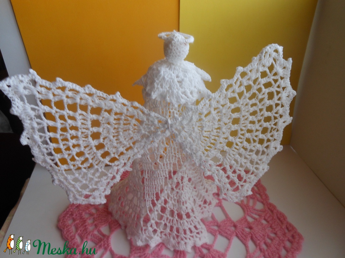 Horgolt csúcsdísz angyal -  - Meska.hu