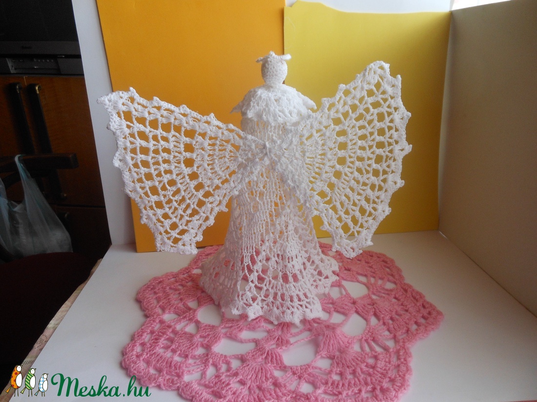 Horgolt csúcsdísz angyal -  - Meska.hu