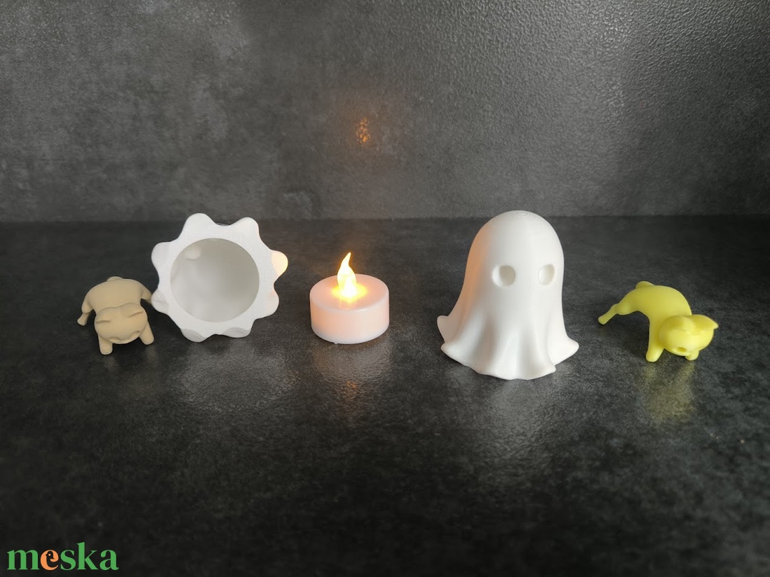 Kicsi Világító Cicás Szellem  Polcdísz - otthon & életmód - dekoráció - halloween - halloweeni dekoráció - Meska.hu