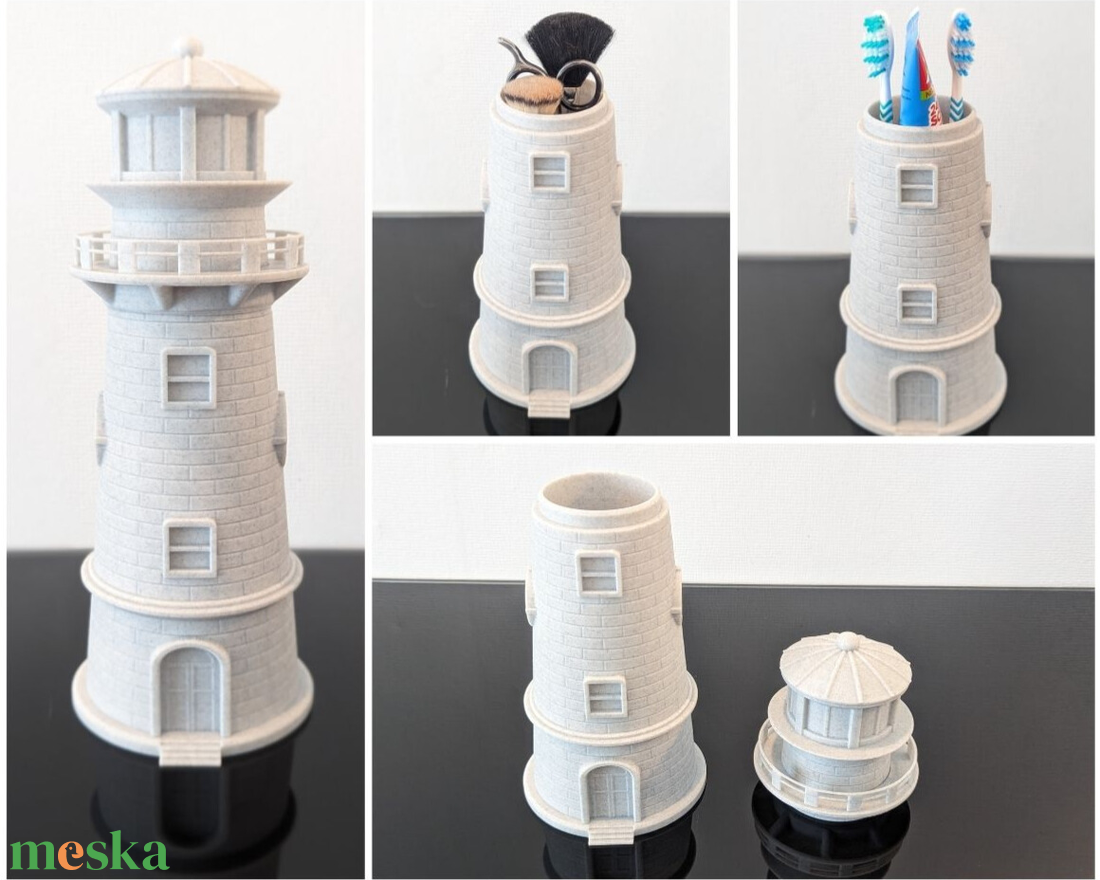 Világítótorony Fürdőszobai rendszerező és fogkefetartó - otthon & életmód - fürdőszoba - fogkefetartó - Meska.hu