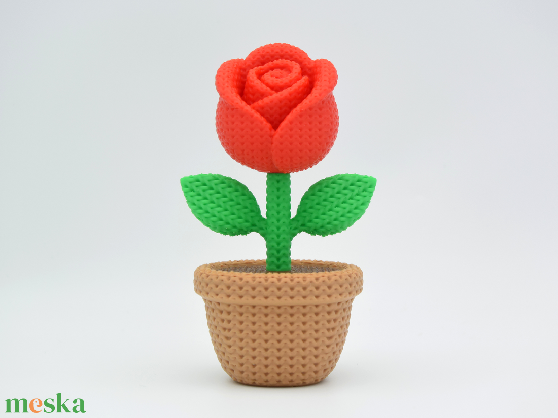 Kötött hatású műanyag rózsa kaspóban � örök virág dekoráció - otthon & életmód - virágdekoráció - virágdíszek - asztali virágdísz - Meska.hu